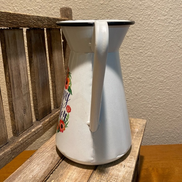 Easter Pitcher, Happy Easter Metal Pitcher With A Floral Wreath Design, Easter - Picture 5 of 16